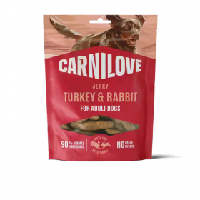 Супер премиум месно лакомство за кучета  Carnilove Jerky Snack Turkey & Rabbit с пуешко и заешко месо  100 г